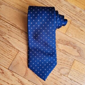 Chaps Ralph Lauren 100% Silk Neck Tie Navy Diamond Dot 58"